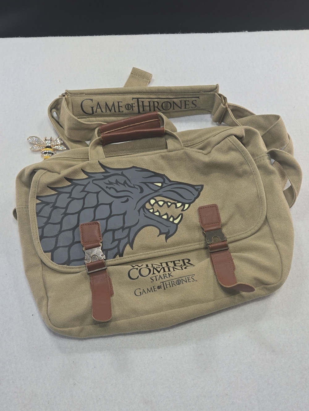 HBO GOT "Winter is Coming" Stark Canvas Messenger Bag - Khaki